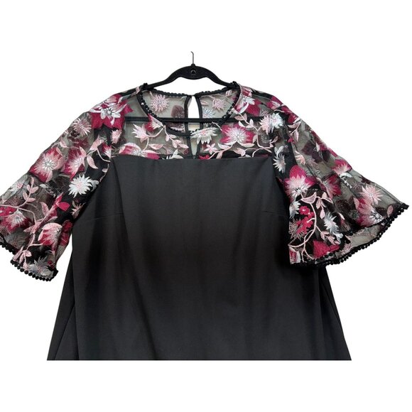 Lane Bryant Womens Embroidered Mesh Sleeves Floral Design Dress Plus Size 18 Bl - Picture 4 of 13